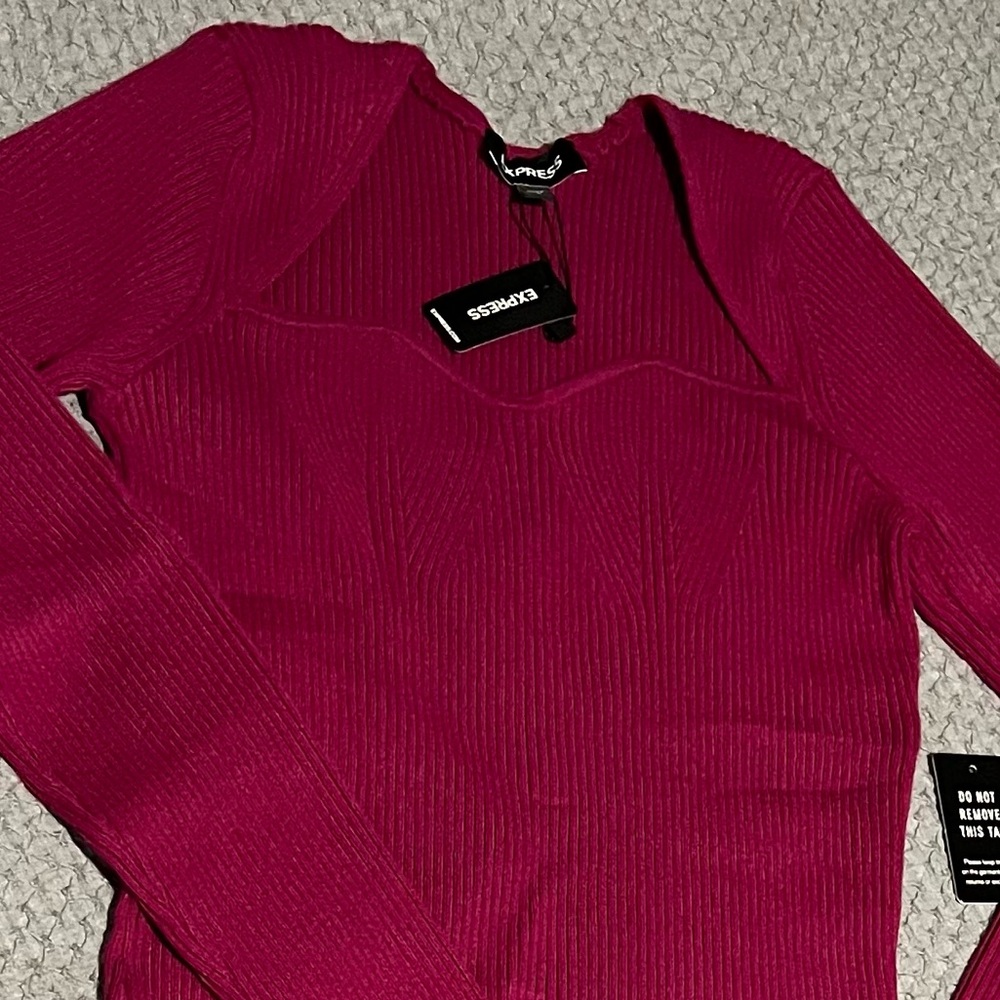 Express Fuchsia Long Sleeve Dress